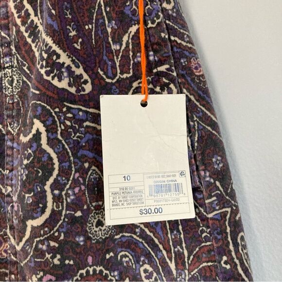 Knox Rose Skirt Aged Paisley Corduroy Button Front Mini Grunge Boho Indie - Picture 5 of 6